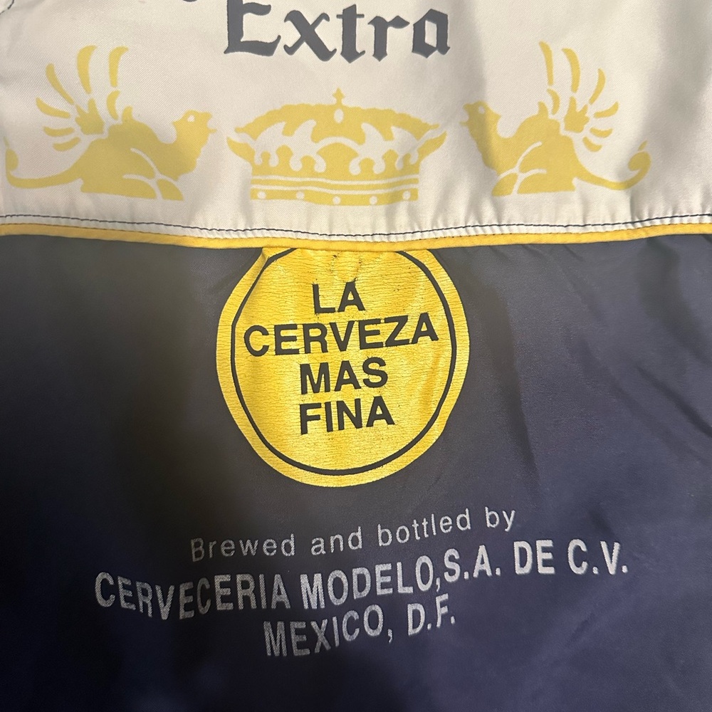 Corona Two-Tone Logo Swim Trunks in White, Navy & Yellow - Picture 3 of 8